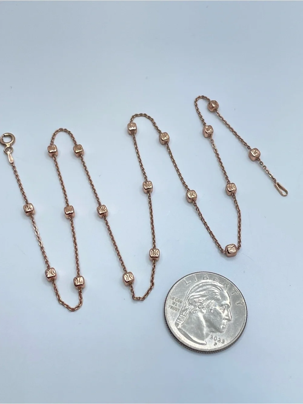 925 Italy Rose Gold Plated Sterling Silver Satellite Ball Necklace Minimalist